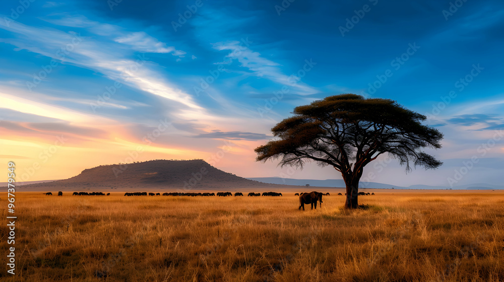Obraz premium Safari Animals Gathering The African Landscape