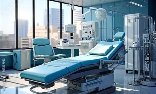 Modern Medical Examination Room with City View