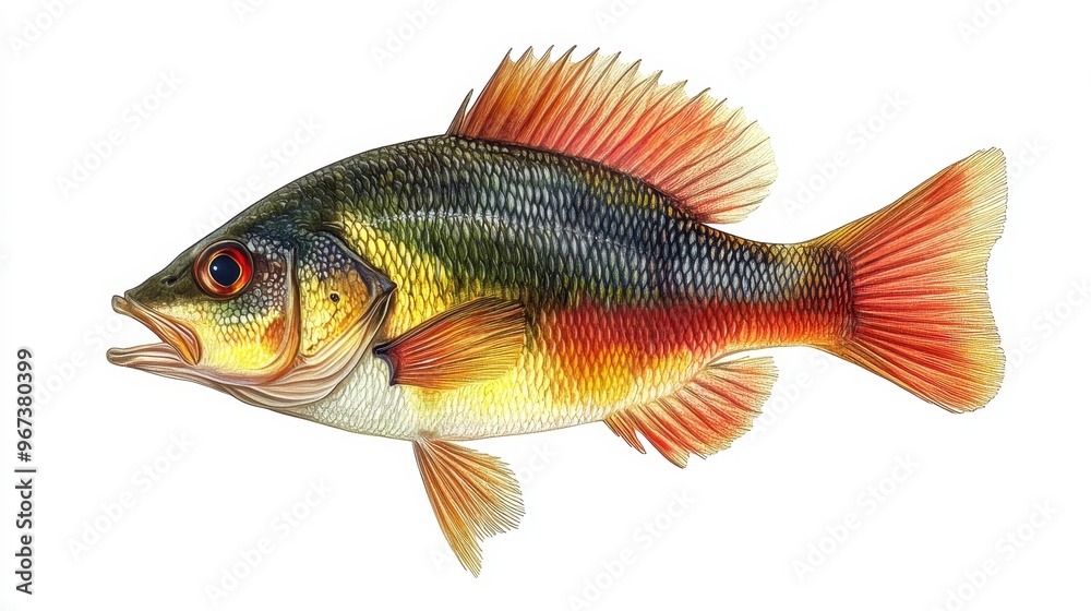 Fototapeta premium Bluegill clipart, element, 3D illustration, realistic, isolated on white background