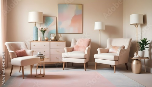 Interior living room with white sofa . 3D rendering.