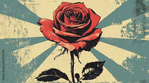 Retro illustration of a beautiful rose for a special occasion photo