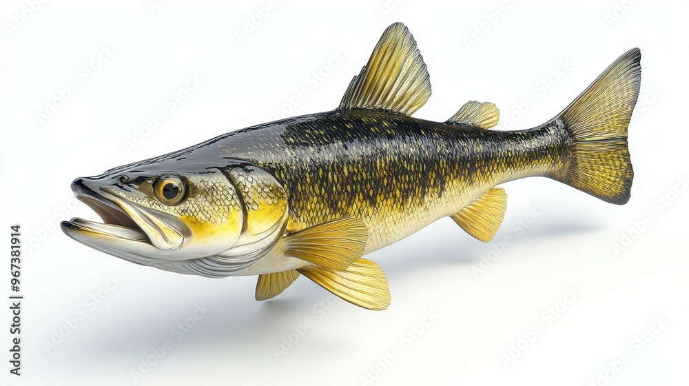 Walleye clipart, element, 3D illustration, realistic, isolated on white background Walleye clipart, element, 3D illustration, realistic, isolated on white background