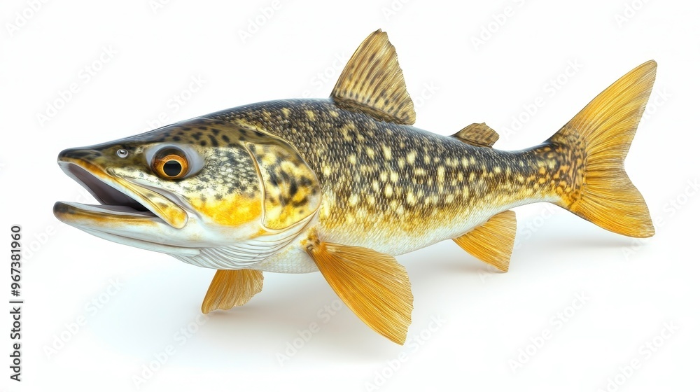 Fototapeta premium Walleye clipart, element, 3D illustration, realistic, isolated on white background