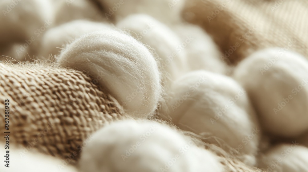 A close-up photograph of soft, woven cotton fabric in neutral or pastel colors. The image focuses on the texture and fine details of the cotton fibers A close-up photograph of soft, woven cotton fabric in neutral or pastel colors. The image focuses on the texture and fine details of the cotton fibers