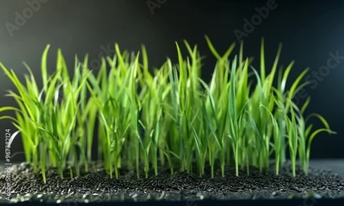 Green Grass Shoots Growing In Black Soil