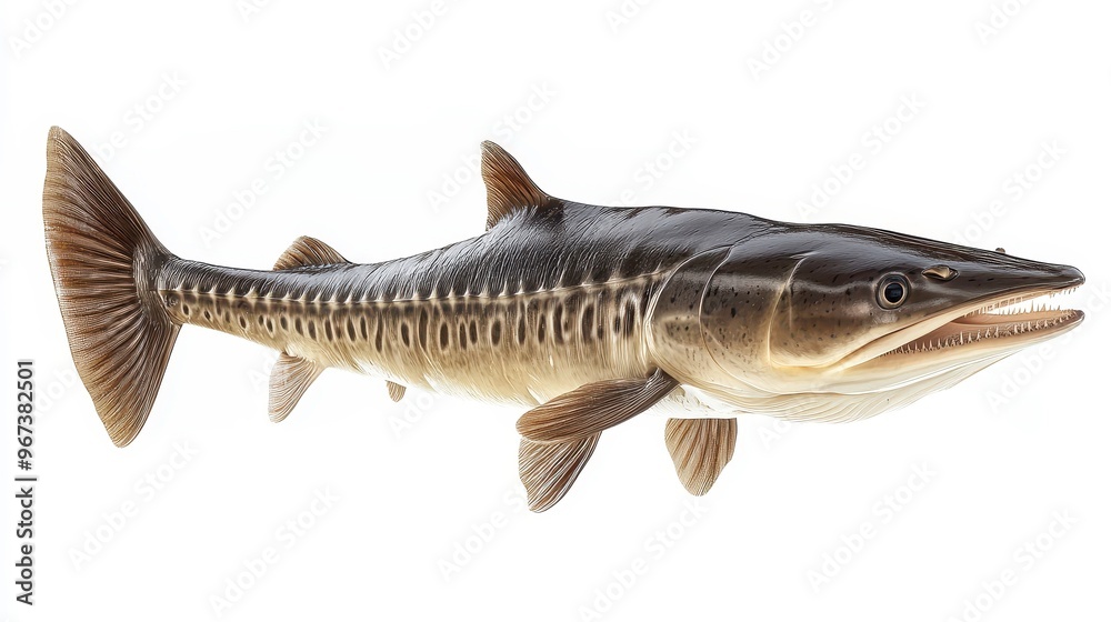 Obraz premium Sturgeon clipart, element, 3D illustration, realistic, isolated on white background