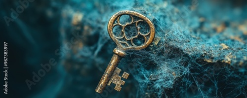 An old key lying forgotten in a cobweb-covered corner, forgotten opportunities, past left behind