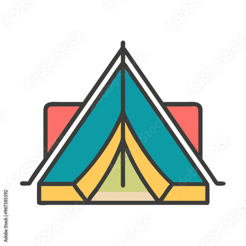 Colorful tent illustration with a minimalist design for outdoor camping concepts