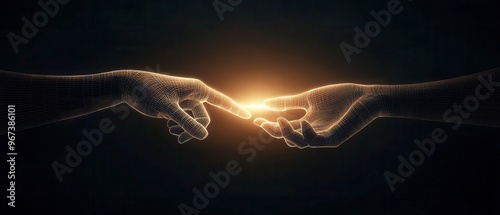A close-up image of two hands reaching towards each other, symbolizing connection, unity, and the spark of creativity.