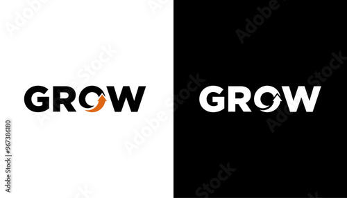 Modern growth logo design wordmark. Abstract arrow shapes logo design vector illustration. Symbol, icon, creative.