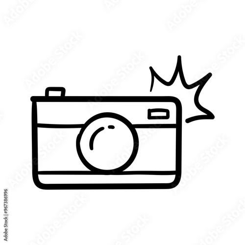 Hand Drawn Camera Doodle Icon for Creative Design and Photography