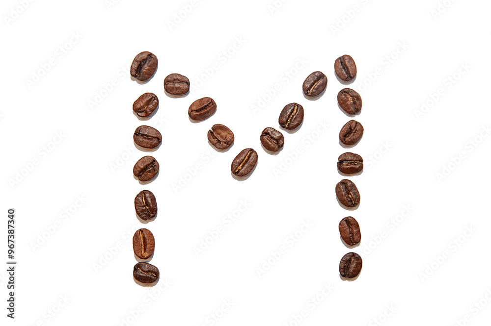 brown coffee bean letter M brown coffee bean letter M