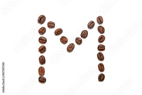 brown coffee bean letter M