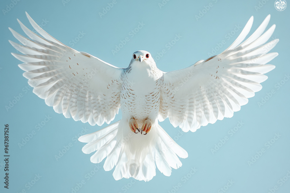 Fototapeta premium A platinum and ruby falcon with spread wings,