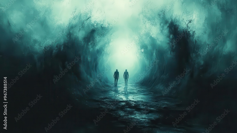 surreal depression visualization shadowy figures emotional turmoil dark color palette abstract representation haunting atmosphere psychological depth surreal depression visualization shadowy figures emotional turmoil dark color palette abstract representation haunting atmosphere psychological depth
