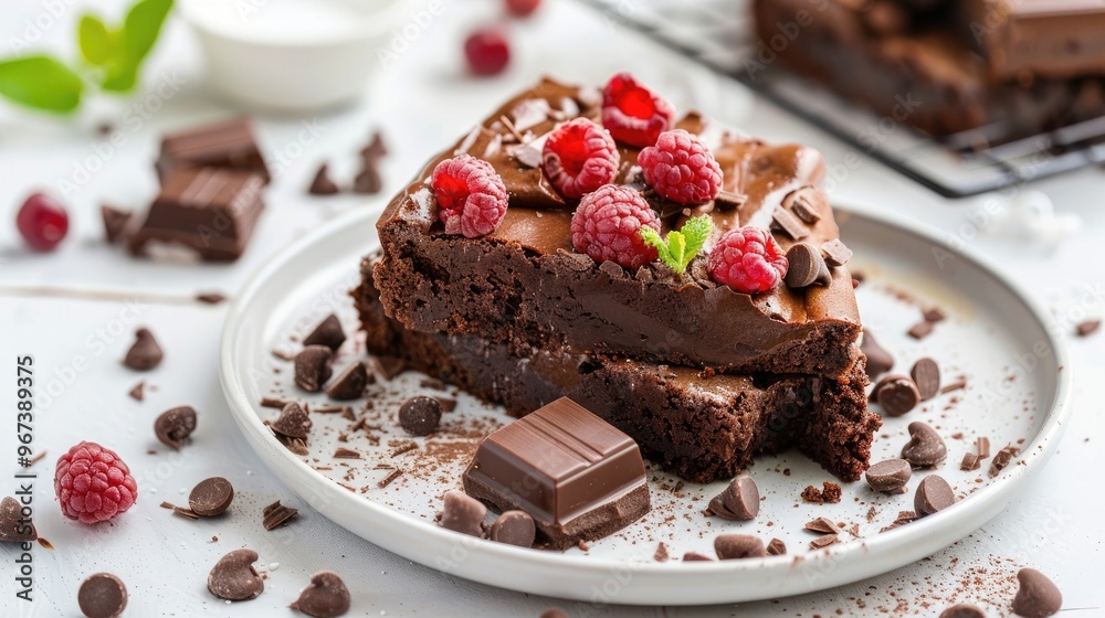 Chocolate brownie cake on a light background Chocolate brownie cake on a light background