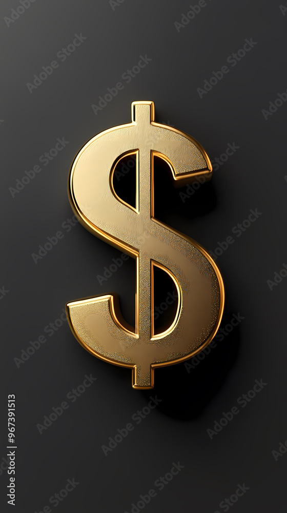 Golden dollar symbol representing wealth and economy