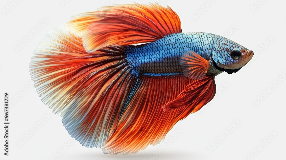Fototapeta premium Betta fish clipart, element, 3D illustration, realistic, isolated on white background