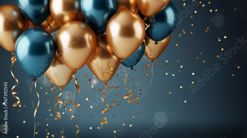 Wallpaper Mural Colorful balloons with confetti and streamers floating against dark background. Party, festive, colorful, balloons, confetti, celebration, happy Torontodigital.ca