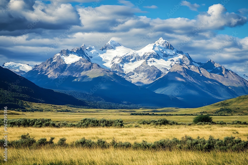 Fototapeta premium High rocks in mountain valley during sunrise. Natural summer landscape