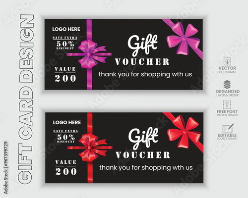vibrant colorful gift voucher certificate coupon design template