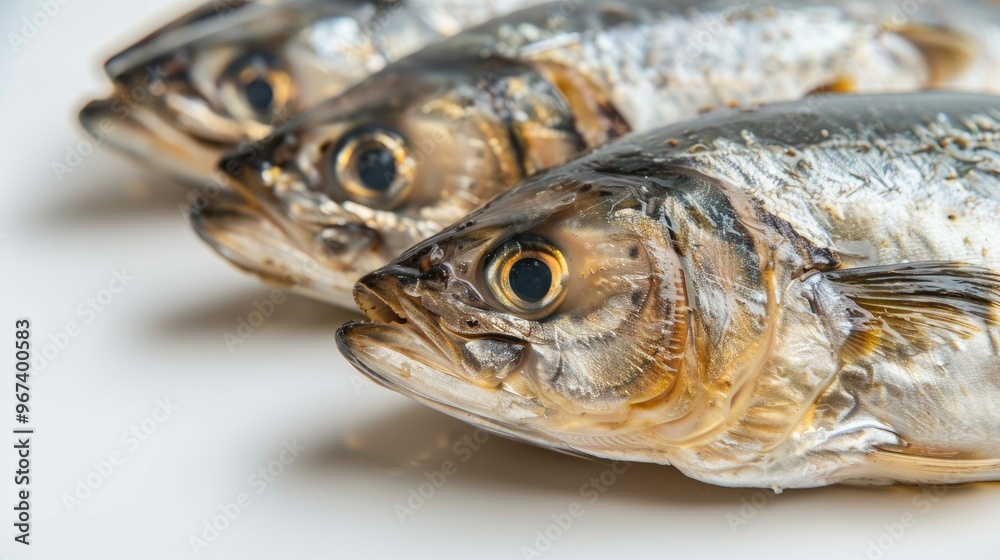Close up macro shot of marinated uncooked Hilsa fish on a white background Close up macro shot of marinated uncooked Hilsa fish on a white background