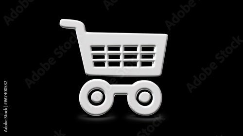 Stylized white buying icon on black background with generative ai and free association theme