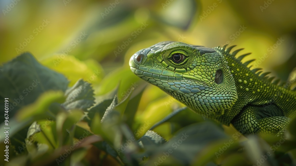 Obraz premium Close up of a green garden lizard