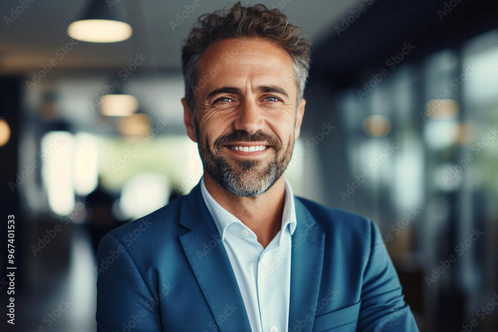 Obraz premium Successful business people person in modern interior office space building made with Generative AI artwork
