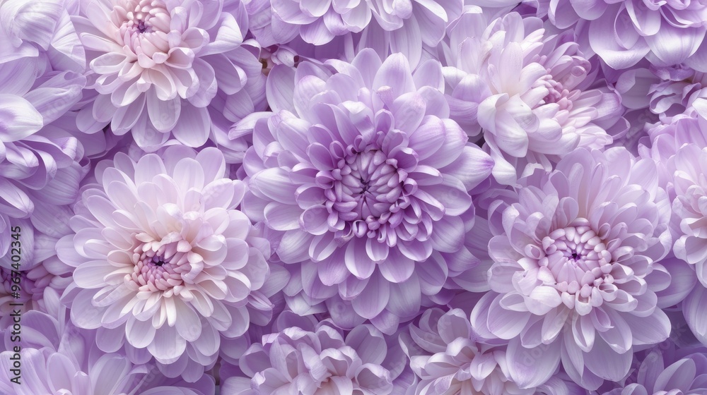 Close up of pale purple chrysanthemum petals on floral backdrop Close up of pale purple chrysanthemum petals on floral backdrop