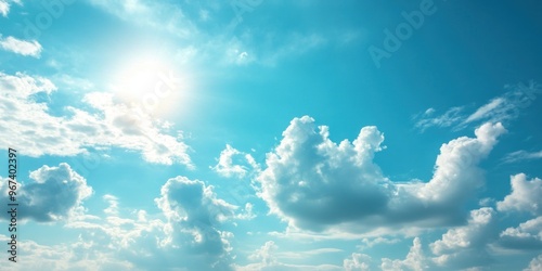 Blue sky cloud gradient light white background. Beauty dummer clear cloudy in sunshine calm bright winter air bacground. environment day horizon skyline view spring photo