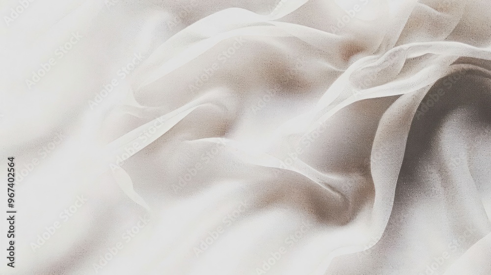 Fototapeta premium A close-up of soft, flowing white fabric with gentle folds and textures.