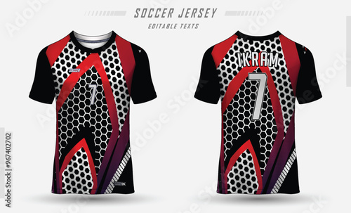 Sports Jersey Soccer Football Cricket BlackRedwhite