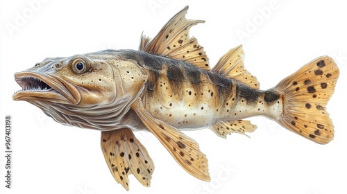 Mudfish clipart, element, 3D illustration, realistic, isolated on white background photo