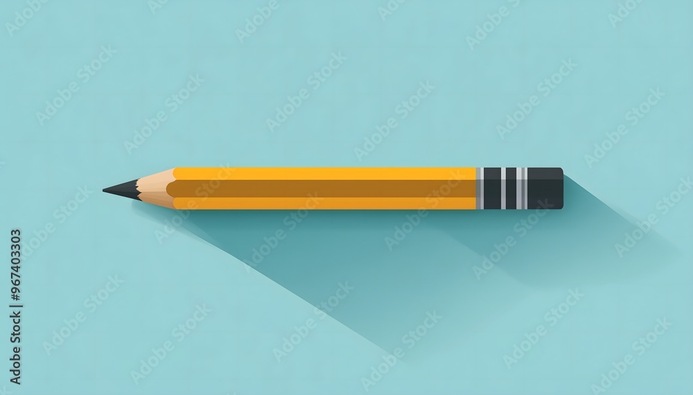 A 3d illustration of a pencil isolated on a blue background A 3d illustration of a pencil isolated on a blue background
