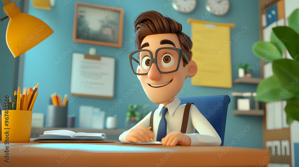 A cartoon character cute Manager at the company A cartoon character cute Manager at the company