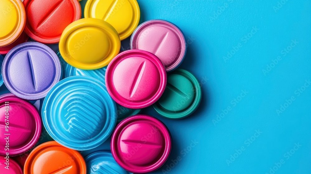 Colorful Pills on Blue Background Colorful Pills on Blue Background