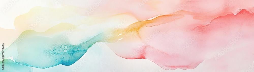 Fototapeta premium A beautiful abstract watercolor background with soft hues of pink, orange, and teal, perfect for creative projects and designs.