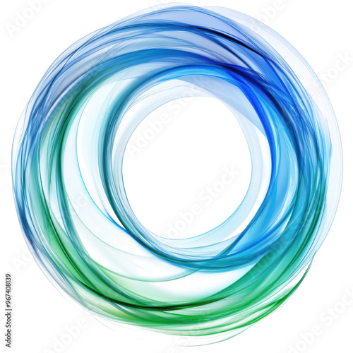 Obraz na płótnie transparent abstract blue and green circular swirl of light isolated background, dynamic flowing energy wave design, PNG w salonie