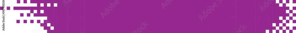 Pixel banner. Header, footer color layout with mosaic edges. Horizontal title tag with pixels. Labels pixelated decoration advertising vector element. Rectangular dotted shapes isolated. Pixel banner. Header, footer color layout with mosaic edges. Horizontal title tag with pixels. Labels pixelated decoration advertising vector element. Rectangular dotted shapes isolated.