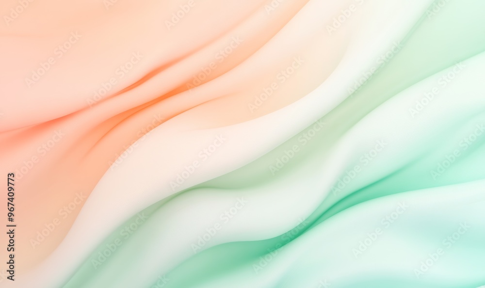 Obraz premium Abstract Green and Peach Waves Blend Seamlessly