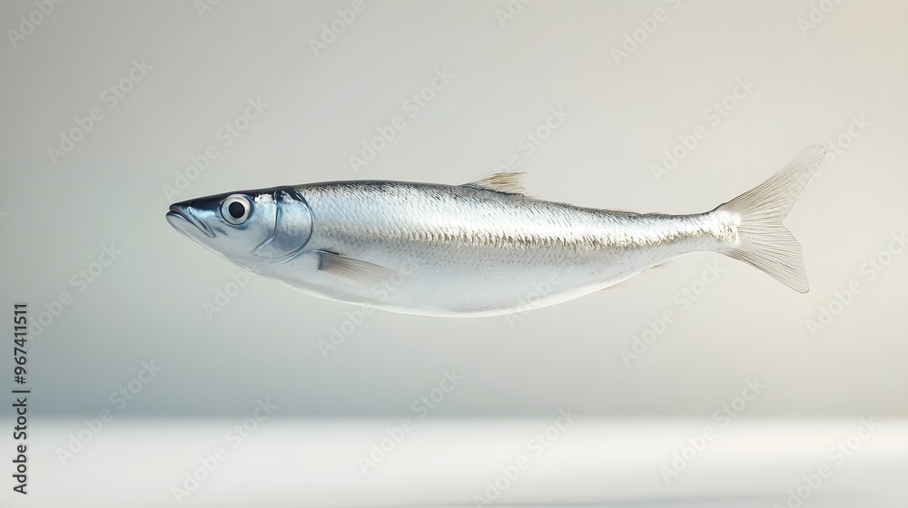 25. **A 3D render of a fresh herring falling, its shiny scales and streamlined body visible against a pristine white background 25. **A 3D render of a fresh herring falling, its shiny scales and streamlined body visible against a pristine white background