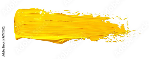 Vibrant yellow paint stroke on a clean white background, evoking creativity, energy, and boldness in art and design photo