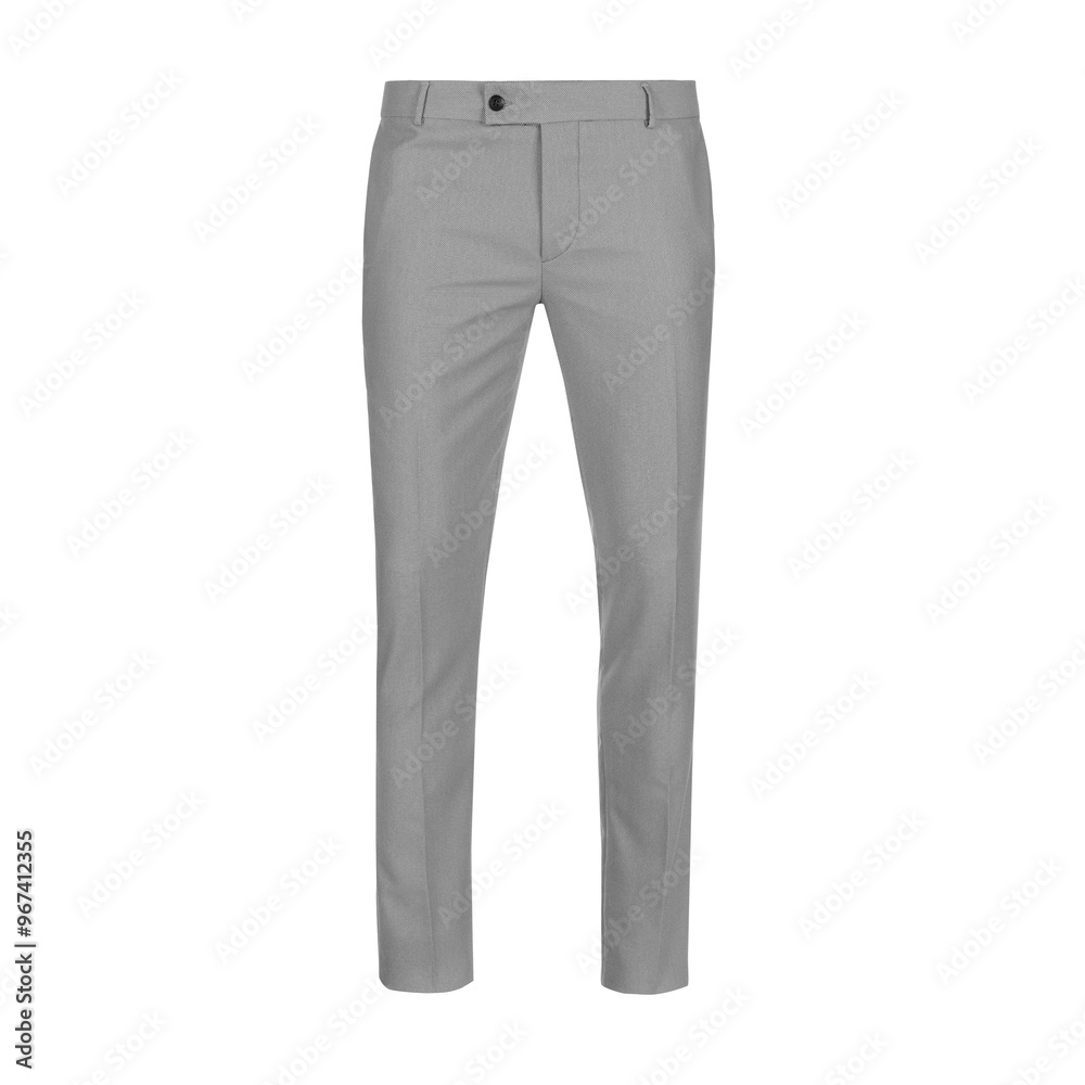 Light gray men's elegant trousers isolated on white background Light gray men's elegant trousers isolated on white background