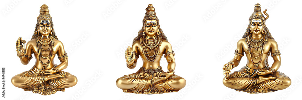 Set of Lord Shiva idol made of gold, Isolated on white or transparent background Set of Lord Shiva idol made of gold, Isolated on white or transparent background