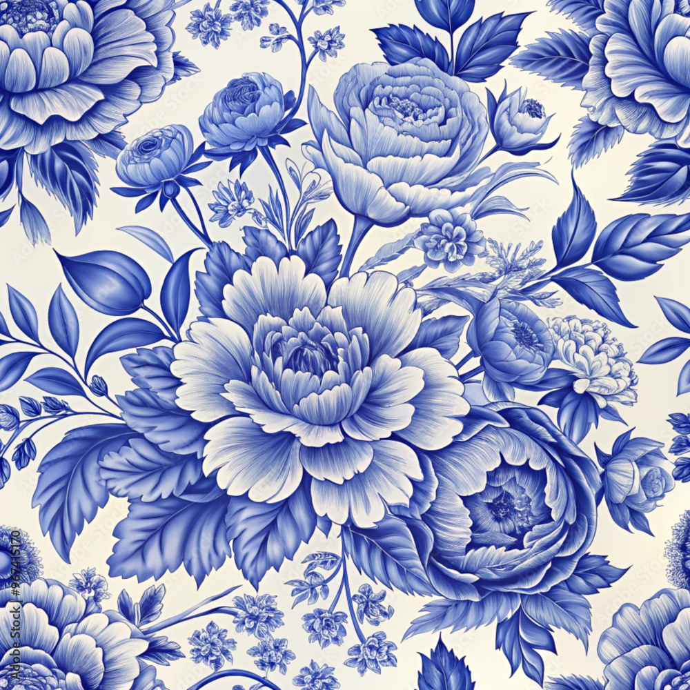 Elegant Blue Floral Pattern Design for Wallpapers and Textile Prints Elegant Blue Floral Pattern Design for Wallpapers and Textile Prints