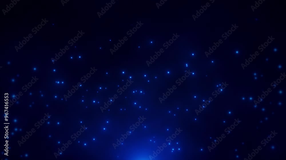 Blue particles of light on a dark blue background