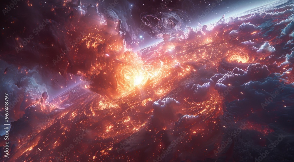 Fiery Planet in the Cosmos. Fiery Planet in the Cosmos.