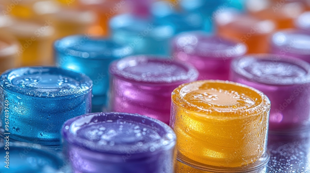 Colorful Round Objects in a Row