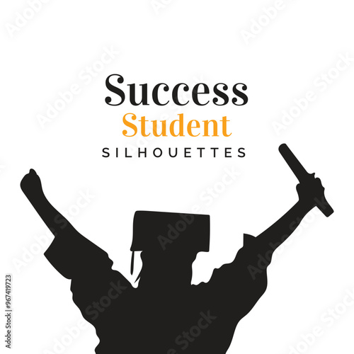 Success Student Silhouettes I Illustration of university graduates
